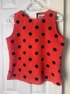 Yves St. Clair Salmon Polka Dot Sleeveless Top size Small